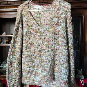 Chelsea & Theodore Chunky Multicolor Textured Knit Sweater Size L